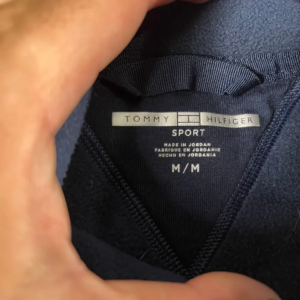 Tommy Hilfiger Vest Mens Size M Navy‎ Full Zip Fleece Lightweight Casual Logo
